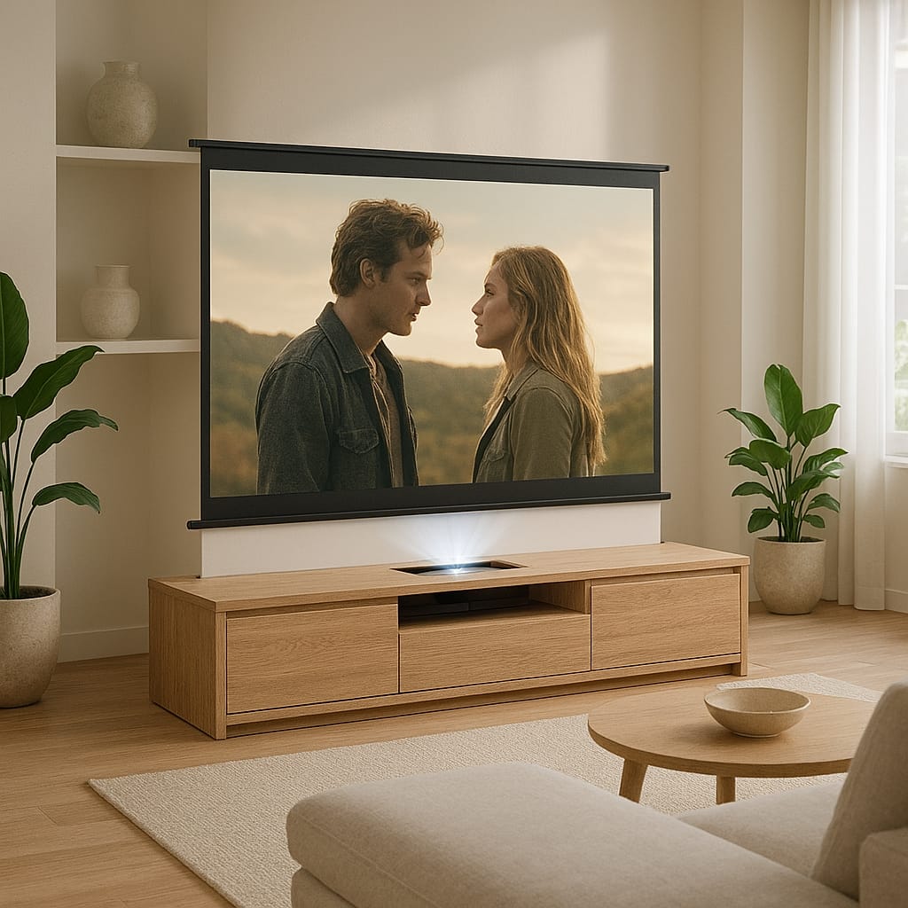 Ecran Pull UP - écran de projection motorisé avec projecteur courte focal , le cinéma à votre domicile !